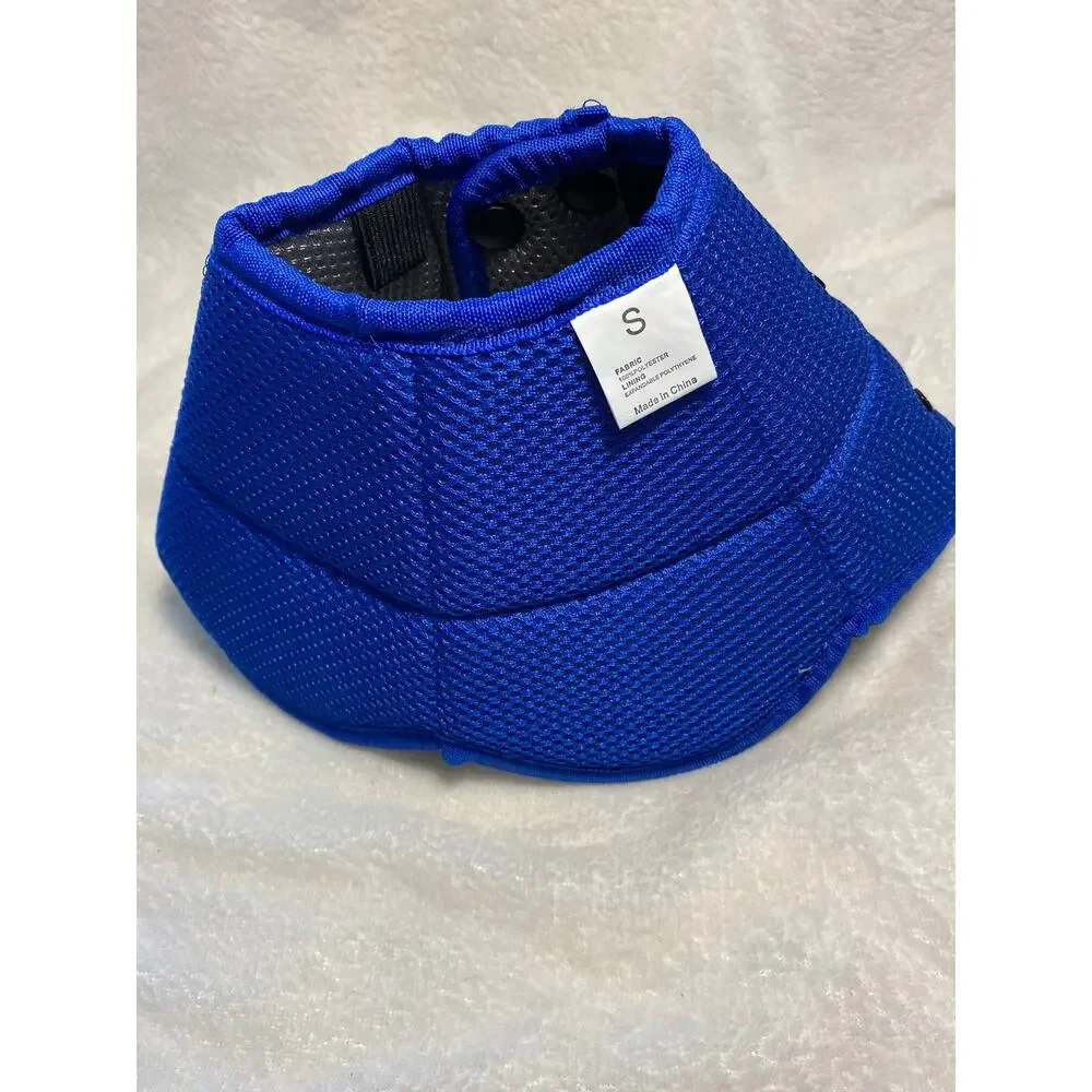 NEW Blue Plush E Collar Size Small, With Snap Shut Buttons, Adjustable
